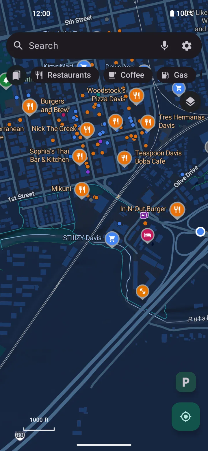 Map with live places