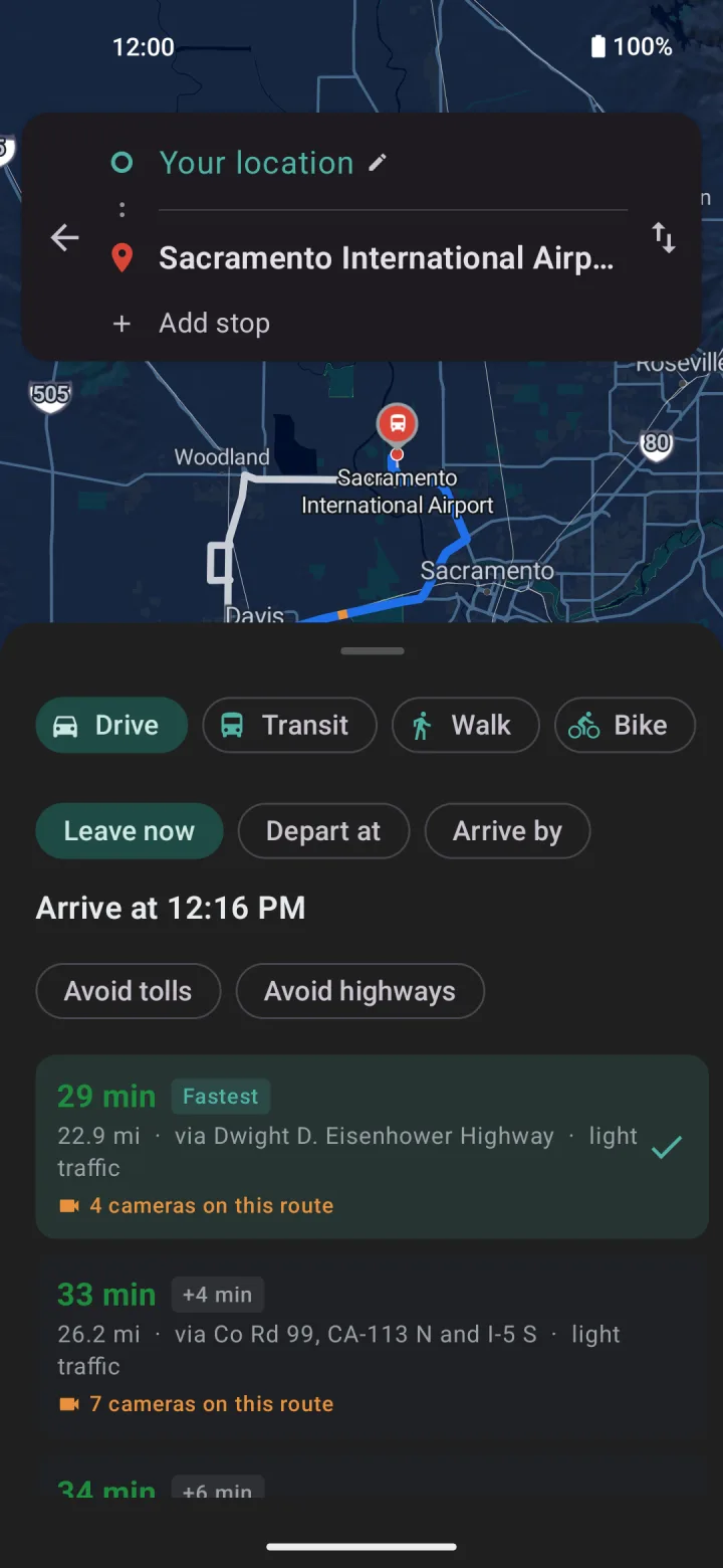 Route options