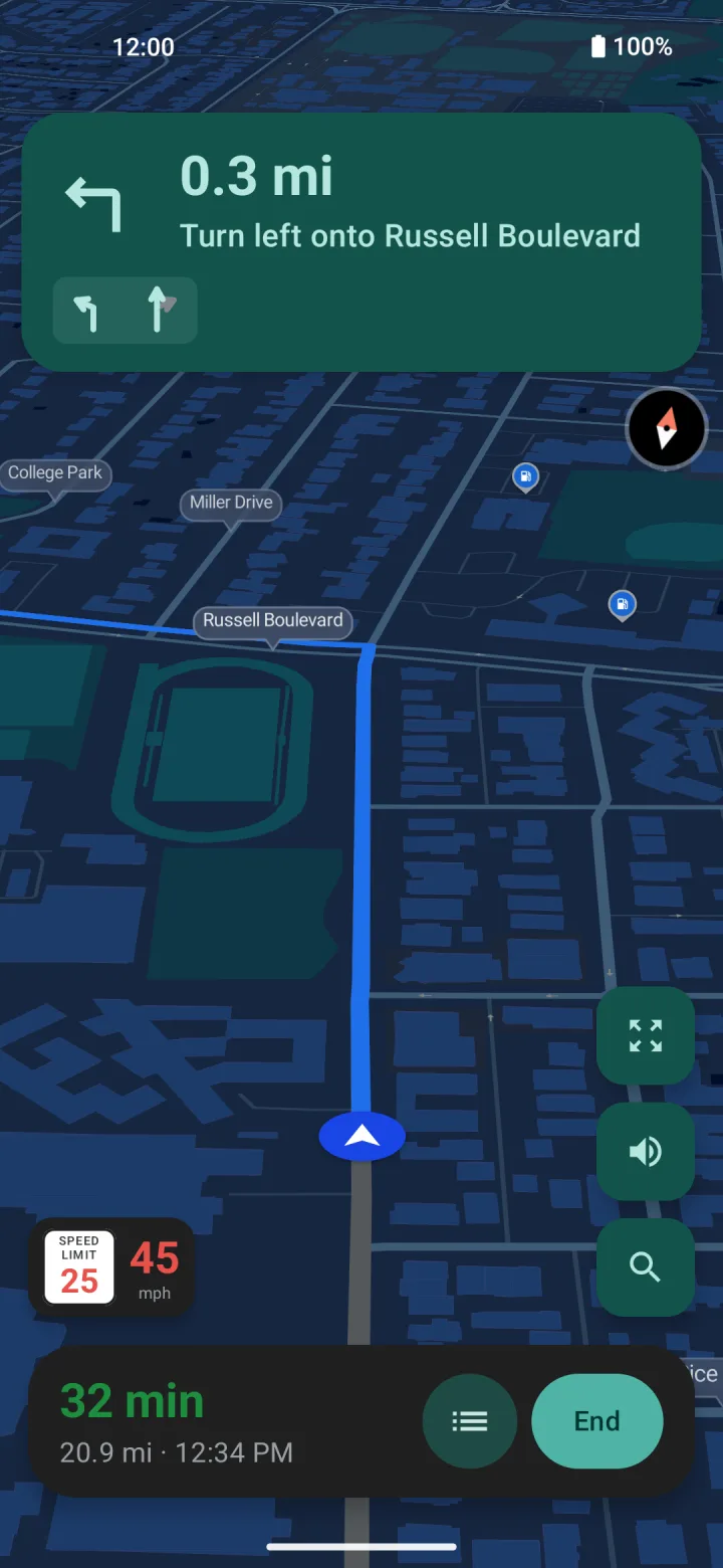 Turn-by-turn navigation in Vela